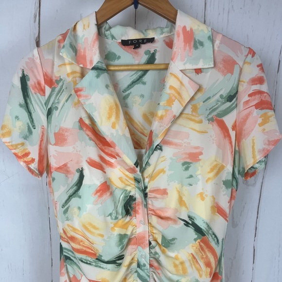 FORE Watercolor print dress button front medium - Picture 11 of 11